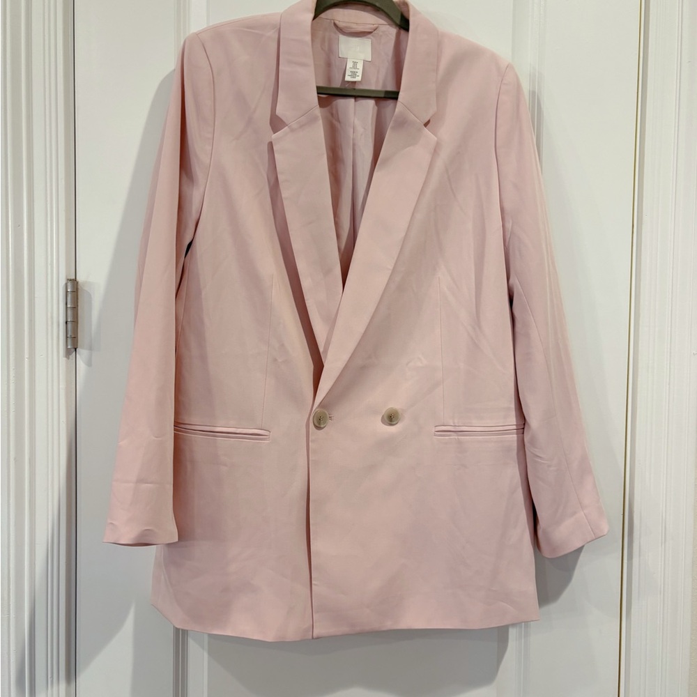 H&M Pink Oversized Double-Breasted Blazer